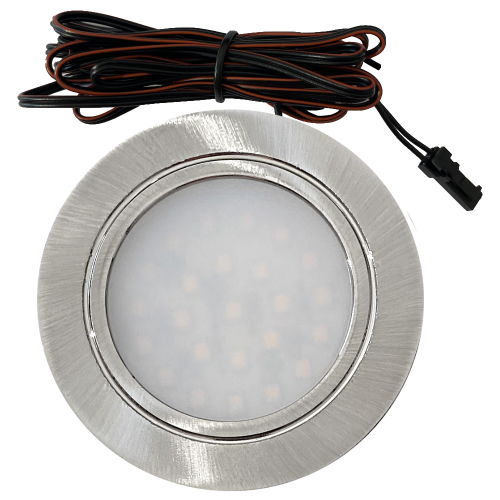 10 Stück Flache LED Möbel-Einbaustrahler Mila 12V - 2,4W - 2 x LED Trafos