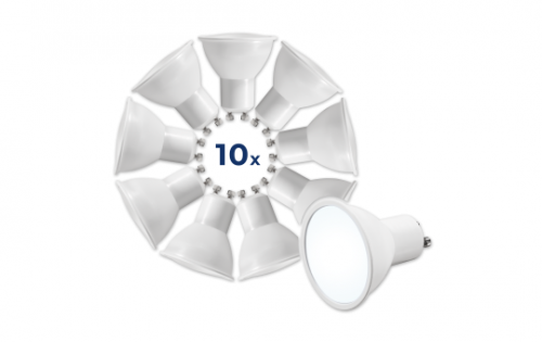 10 x LED-STRAHLER GU10, 6W, 490LM, 6500K, TAGESLICHTWEISS