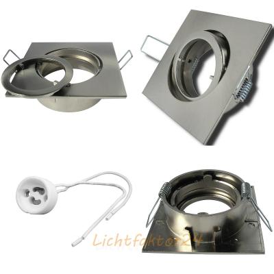 LED Einbaurahmen Dario Edelstahl | Schwenkbar | GU10 & MR16 Fassung | 230V & 12V