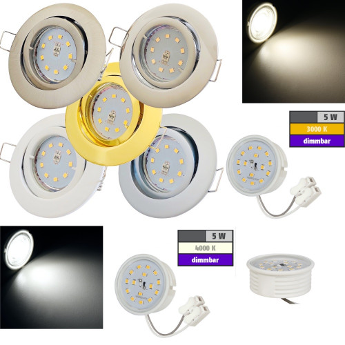 Flacher SMD LED Einbaustrahler Timo / 220Volt / 5Watt / 100% DIMMBAR / ET=32mm