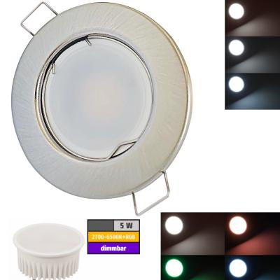LED Modul Einbaustrahler Tom | 230V | 5W | Smart Wifi | RGB + CCT | Silber
