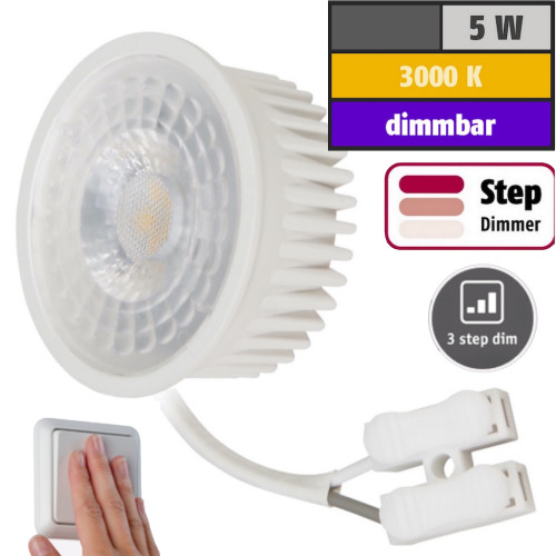 MCOB LED Modul, 5Watt, 400 Lumen, 230Volt, Step dimmbar, Warmweiß, 3000Kelvin