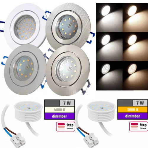 LED Einbauleuchte Marina / 230V / 7W / STEP DIMMBAR / ET = 32mm / IP44