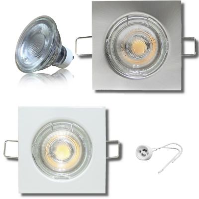 MCOB LED Einbaustrahler Tom / 230V / 7Watt / Eckig / Silber / Weiss