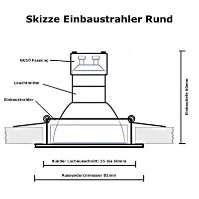 SMD LED Einbaustrahler Tom / 230Volt / 7Watt / 470Lumen / Silber