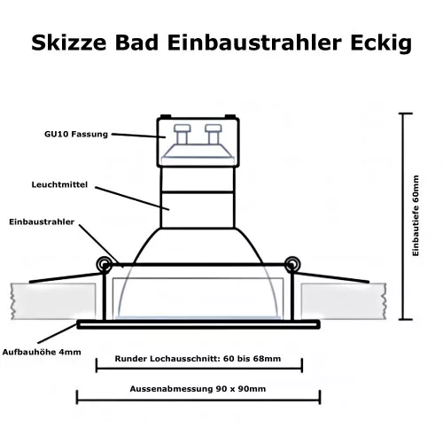 IP44 | SMD LED Einbauleuchten Marin | 5Watt | 230Volt | Quadratisch