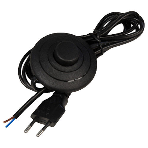 230Volt Zuleitung mit Eurostecker - 1.5m - Schwarz - 2 x 0,75 mm2 - H03 VVh2-F mit Trittschalter