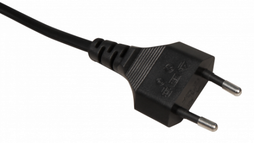 230Volt Zuleitung mit Netzstecker - 1.5m - Schwarz - 2 x 0,75 mm2 - H03 VVh2-F mit Schnurschalter