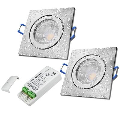 2er Set = 12Volt Bad Einbaustrahler Marin | IP44 | 3W | MCOB LED | inklusive LED Trafo 12Watt