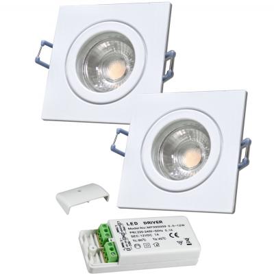 2er Set = 12Volt Bad Einbaustrahler Marin | IP44 | 3W | MCOB LED | inklusive LED Trafo 12Watt