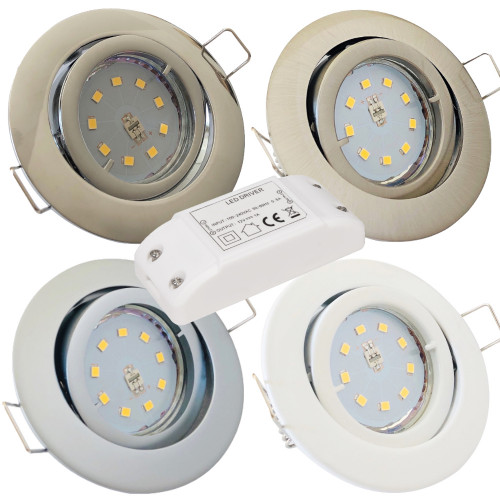 12Volt LED Einbaustrahler Timo | 3Watt | MR16 Fassung | Mit LED Transformator