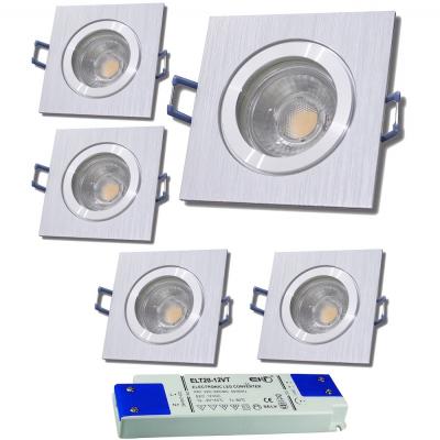 5er Set = 12Volt Bad Einbaustrahler Marin | IP44 | 3W | MCOB LED | inklusive LED Trafo 20Watt