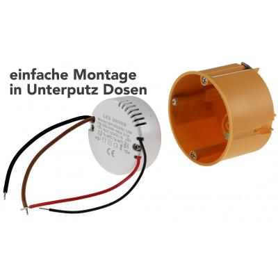 Elektronischer LED Transformator / 0.5 -> 12Watt / 230V~ auf 12V= / Rund ø x H - 55 x 23