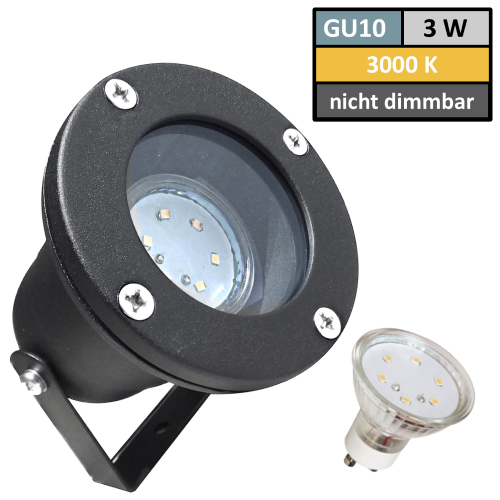 Bodeneinbaustrahler / Aufbaustrahler / SMD LED / 230Volt / IP65 / 3W