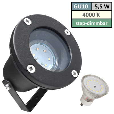 Bodeneinbaustrahler / Aufbaustrahler / SMD LED / 230Volt / IP65 / 5W STEP DIMMBAR
