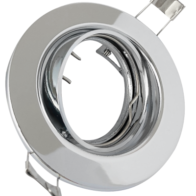 Einbaurahmen GU10 230V Chrom – schwenkbar, Ø68–75mm, für LED/Halogen Ø50mm, ohne Leuchtmittel
