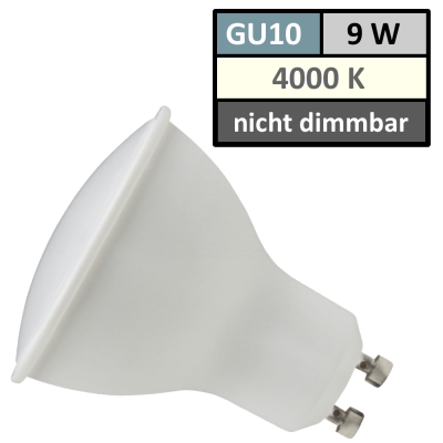 SMD LED Leuchtmittel 230Volt - 9Watt - NEUTRALWEISS 4000Kelvin - 120° Abstrahlwinkel - Sockel Gu10
