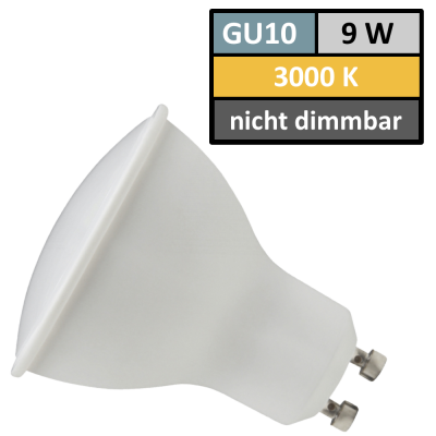 SMD LED Leuchtmittel 230Volt - 9Watt - WARMWEISS 3000Kelvin - 120° Abstrahlwinkel - Sockel Gu10