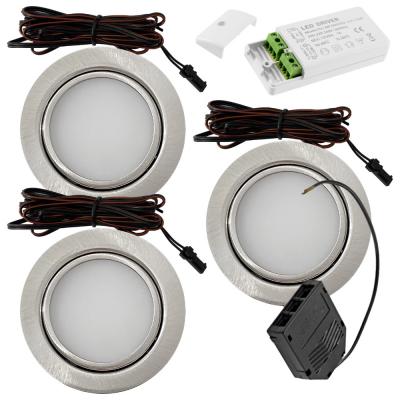 3 Stück - Flache LED Möbel Einbauleuchte Milena 12V - 3W - Mit LED Trafo und Verteiler