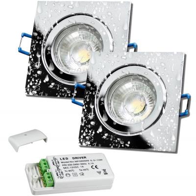 2er Set = 12Volt Bad Einbaustrahler Marin | IP44 | 5W | MCOB LED | inklusive LED Trafo 12Watt