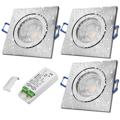 3er Set = 12Volt Bad Einbaustrahler Marin | IP44 | 5W | MCOB LED | inklusive LED Trafo 20Watt