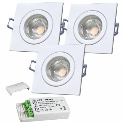 3er Set = 12Volt Bad Einbaustrahler Marin | IP44 | 5W | MCOB LED | inklusive LED Trafo 20Watt