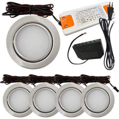 5 Stück - Flache LED Möbel Einbauleuchte Milena 12V - 3W - Mit LED Trafo, Verteiler und 230V Zuleitung mit Schnurschalter