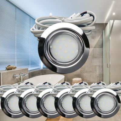 7er Set | Flache LED Möbel Einbauspots New Lina | 12V | 2W | LED Trafos | 72mm