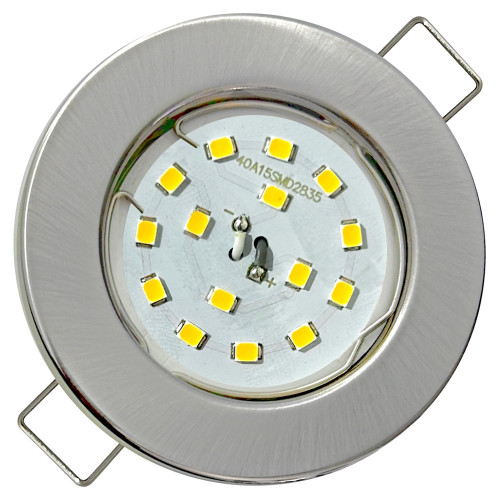 LED Einbaustrahler Tom | Flach | 230V | 7W | ET-30mm | Edelstahl gebürstet | STEP DIMMBAR