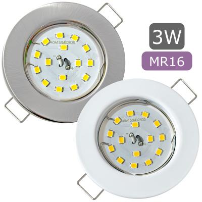 12Volt LED Einbaustrahler Tom | 3Watt | Gu5.3 Sockel | MR16 Fassung | Mit LED Transformator
