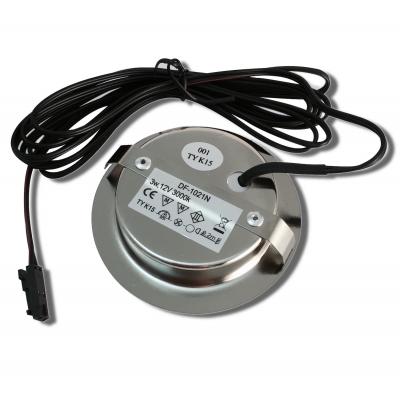 4er Set / Flache LED Einbauspots Milena / 12Volt / 3W / Kabelbaum / Stecker/ Verteilerleiste / LED Trafo vormontiert