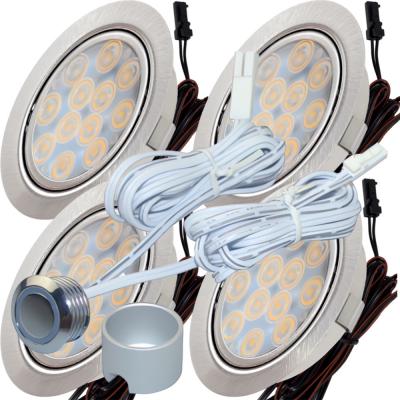 4er Set Flache LED Möbel Einbauleuchten Lina 12V - 3W - Dimmbar - mit Touchschalter