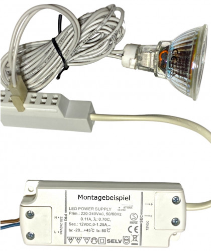 12V LED Einbaustrahler Set Marin IP44 4er Set 3W GU5.3 MR16 120cm AMP Kabel inkl. Trafo