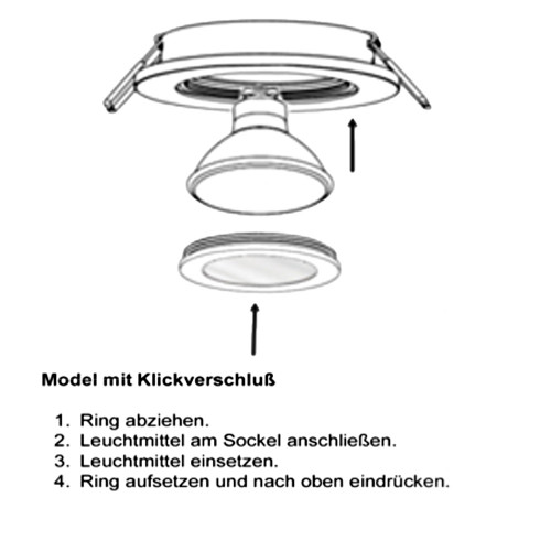 12V LED Einbaustrahler Set Marin IP44 4er Set 3W GU5.3 MR16 120cm AMP Kabel inkl. Trafo