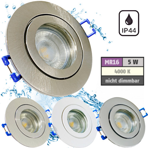 12Volt Bad Einbaustrahler Marina / IP44 / 5W / MCOB LED / Rund / inklusive LED Trafo