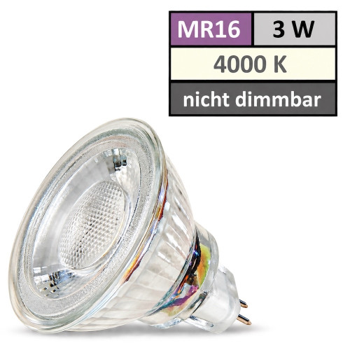 12Volt MCOB LED Einbaustrahler Dario | 3Watt | Gu5.3 Sockel | MR16 Fassung | Mit LED Trafo