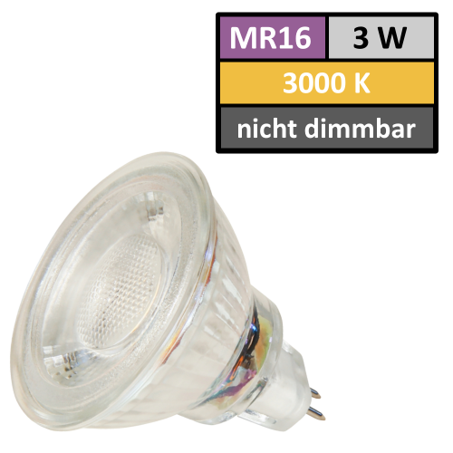 12Volt MCOB LED Einbaustrahler Tom | 3Watt | Gu5.3 Sockel | MR16 Fassung | Mit LED Trafo
