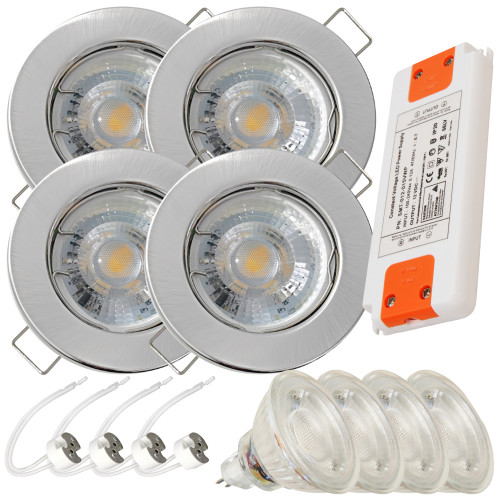 12Volt MCOB LED Einbaustrahler Tom | 3Watt | Gu5.3 Sockel | MR16 Fassung | Mit LED Trafo