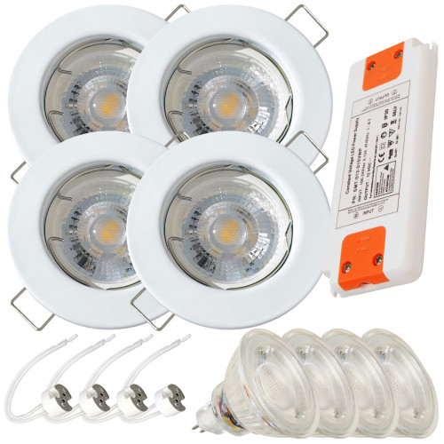 12Volt MCOB LED Einbaustrahler Tom | 3Watt | Gu5.3 Sockel | MR16 Fassung | Mit LED Trafo
