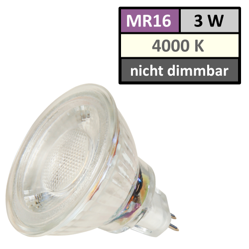 12Volt MCOB LED Einbaustrahler Tom | 3Watt | Gu5.3 Sockel | MR16 Fassung | Mit LED Trafo