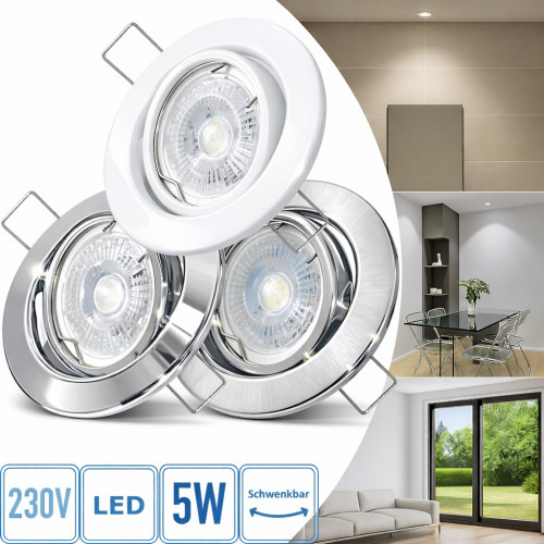 12Volt MCOB LED Einbaustrahler Tomas | 5Watt | Gu5.3 Sockel | MR16 Fassung | Mit LED Trafo