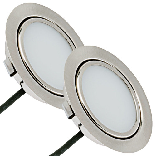2 Stück - Flache LED Möbel Einbauleuchte Milena 12V - 3W - Mit LED Trafo und Verteiler