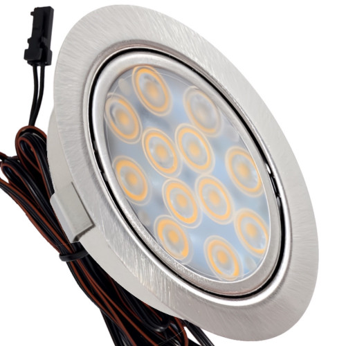 2 Stück LED Möbel Einbauleuchten 12V | 3W | Einbautiefe 12mm | Loch = 55 - 60 mm