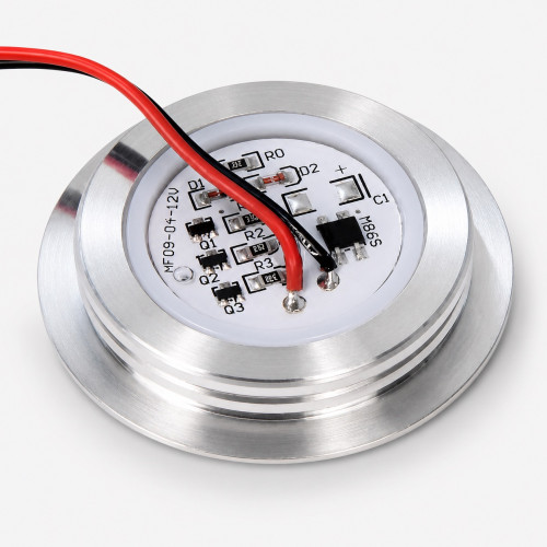 2 x SMD Bodeneinbauspots 12Volt + Rundtrafo. Für Laminat, Parkett, Fliesen usw. Begehbar - IP67. Abwaschbar.