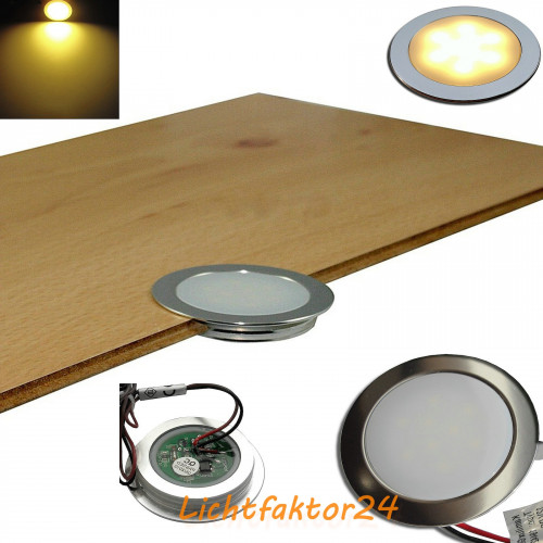 2 x SMD Bodeneinbauspots 12Volt + Rundtrafo. Für Laminat, Parkett, Fliesen usw. Begehbar - IP67. Abwaschbar.