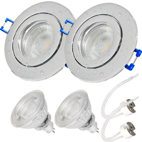 2er Set = 12Volt Bad Einbaustrahler Marina | IP44 | 5W | MCOB LED | inklusive LED Trafo 12Watt