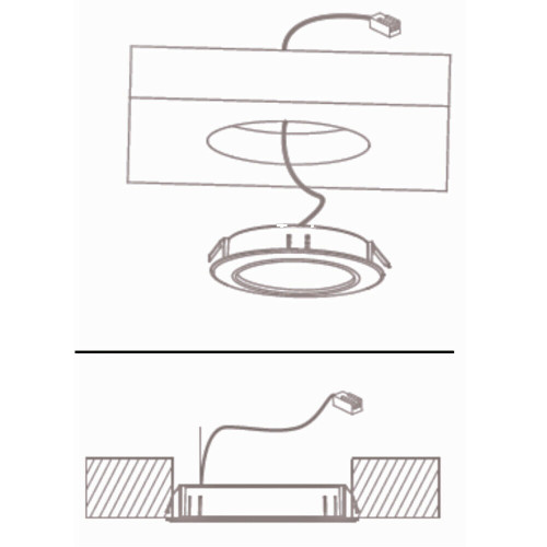2er Set / Flache LED Einbauspots Mira / 12Volt / 2,4W / Kabelbaum / Stecker/ Verteilerleiste / LED Trafo vormontiert
