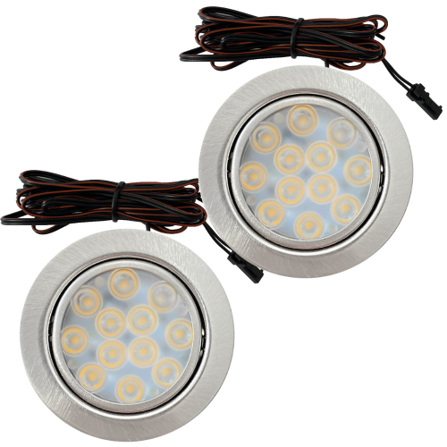 2er Set Flache LED Möbel Einbauspots Lina 12V - 3W - mit Dimmer und Fernbedienung