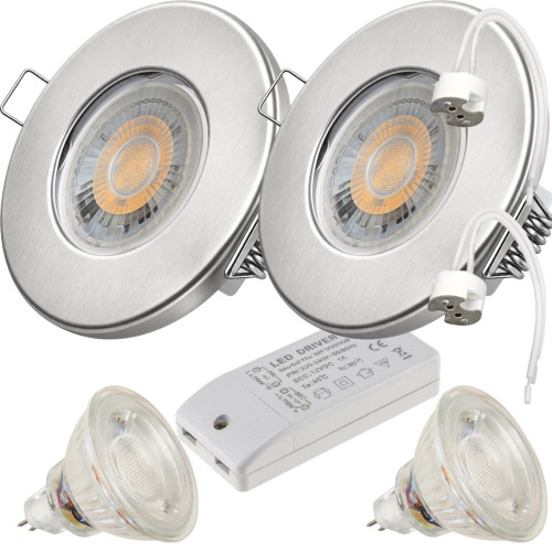2er Set - LED Bad Einbaustrahler Aqua65 12V MR16 | IP65 | 5W 400lm | Mit LED Trafo
