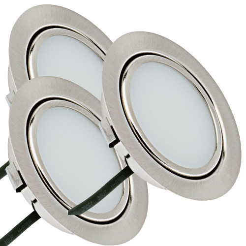 3 Stück - Flache LED Möbel Einbauleuchte Milena 12V - 3W - Mit LED Trafo und Verteiler